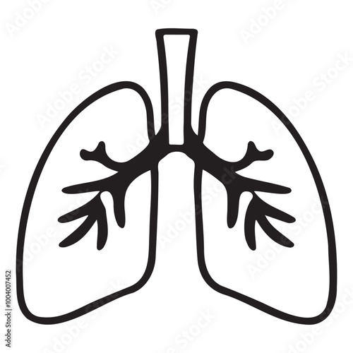Lung vector silhouette icon art illustration.