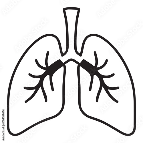 Lung vector silhouette icon art illustration.