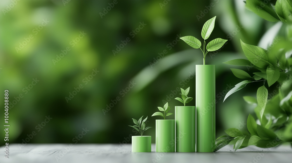 A layered green bar chart illustrating quarterly eco-investment returns, with icons of plants and renewable resources enhancing the theme of sustainability. A layered green bar chart illustrating quarterly eco-investment returns, with icons of plants and renewable resources enhancing the theme of sustainability.