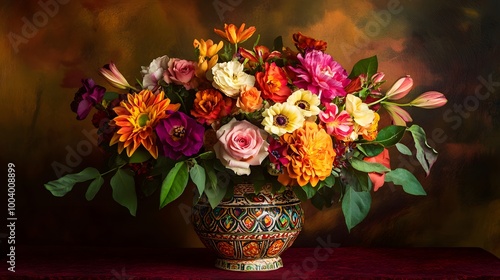 Wallpaper Mural A beautiful arrangement of seasonal flowers in a traditional Indian vase Torontodigital.ca