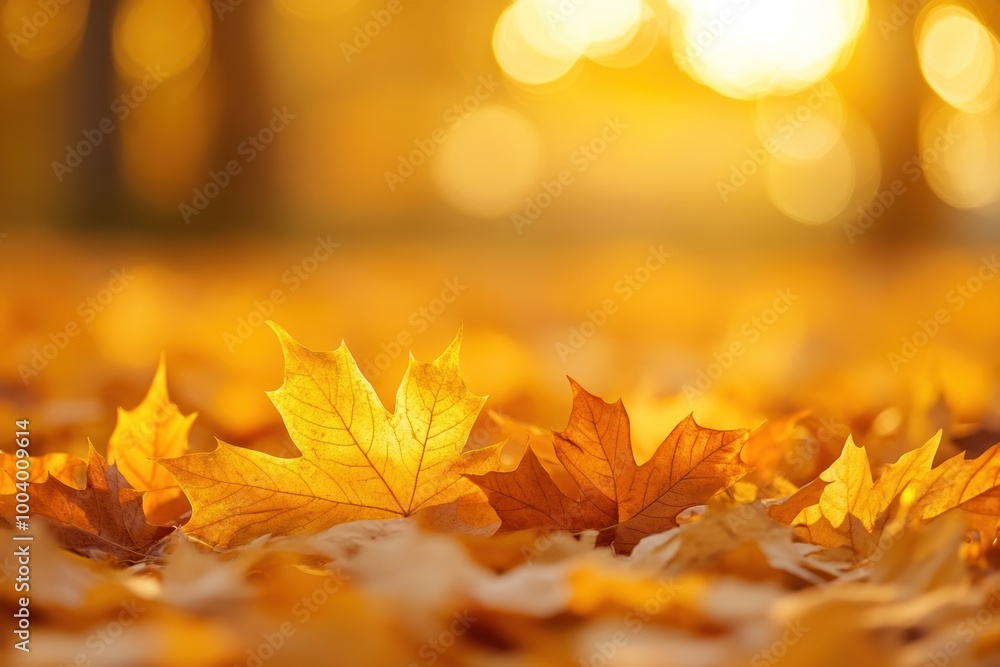 Golden autumn leaves in sunlight Golden autumn leaves in sunlight