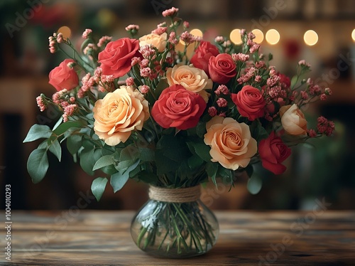 a vase of flowers on a table