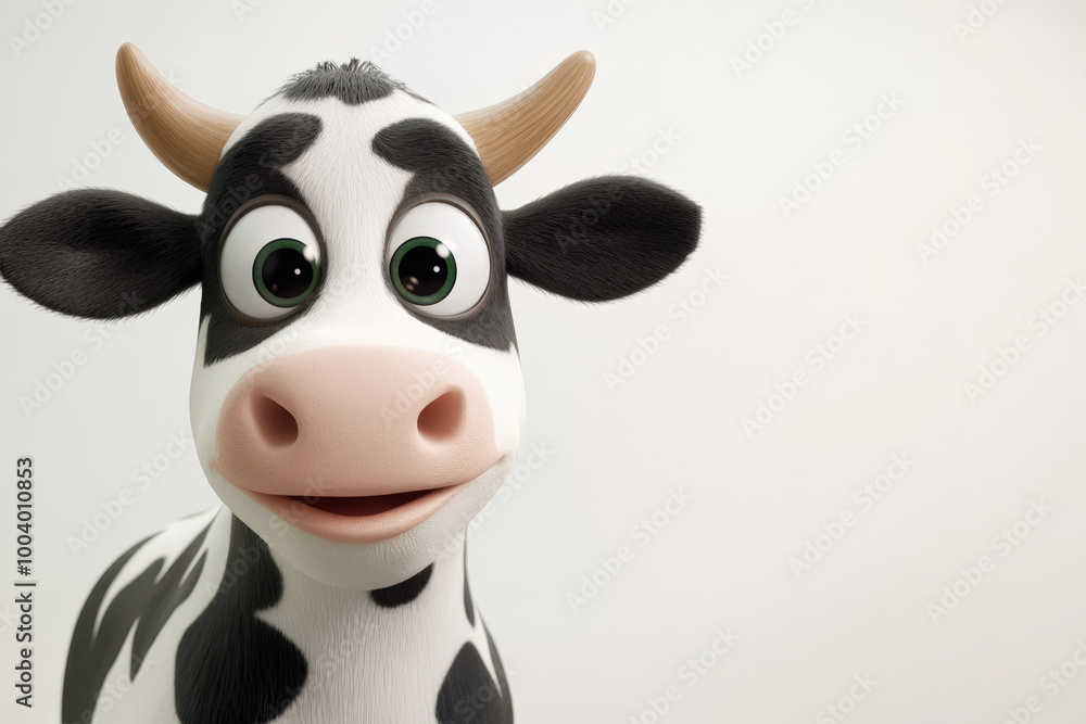 Friendly cartoon cow smiling on a white background Friendly cartoon cow smiling on a white background