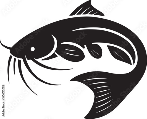  Catfish Vector Silhouette, Catfish Illustration, Catfish Art Hand Drawn Line Art, Black and White Fish