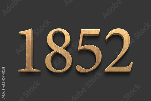 3D wooden logo of number 1852 on dark grey background.