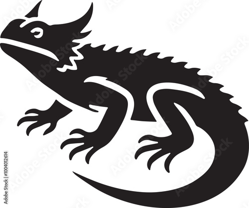 Horned Lizard Vector Silhouette, Horned Lizard Illustration, Horned Lizard Art Hand Drawn Line Art