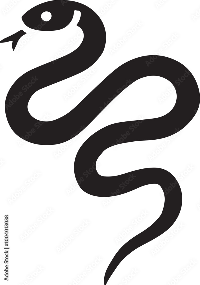 Fototapeta premium Snake Vector Silhouette, Snake Illustration, Snake Art Hand Drawn Line Art, Black and White Snake