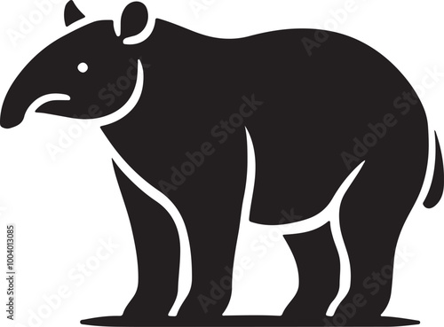 Tapir Vector Silhouette , Tapir Illustration , Tapir Art Hand Drawn Line Art