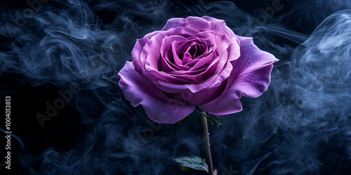 Mystical Purple Rose Enveloped in Smoke