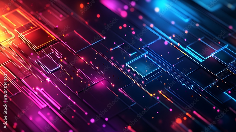 Abstract digital background with glowing lines and squares. Abstract digital background with glowing lines and squares.