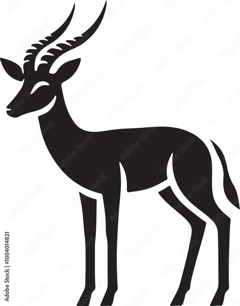 Obraz premium Antelope Vector Silhouette, Antelope Illustration, Antelope Art Hand Drawn Line Art, Deer Silhouette Isolated on White