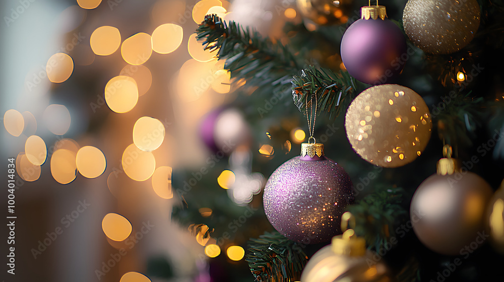 closeup of christmas tree with decoration closeup of christmas tree with decoration