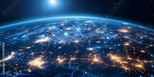 Network of Glowing Connections Over Earth from Space