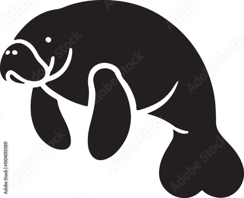 Manatee Vector Silhouette, Manatee Illustration, Manatee Art Hand Drawn Line Art