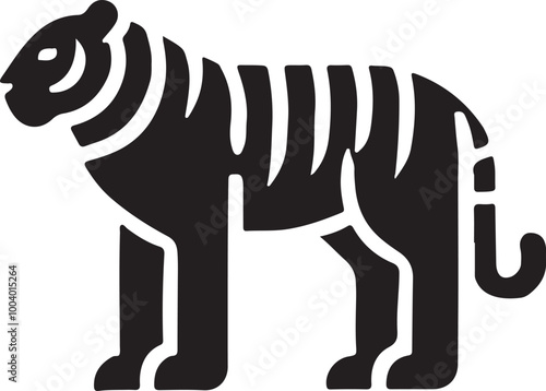 Tiger Prowess Vector Silhouette, Tiger Illustration, Tiger Art Hand Drawn Line Art