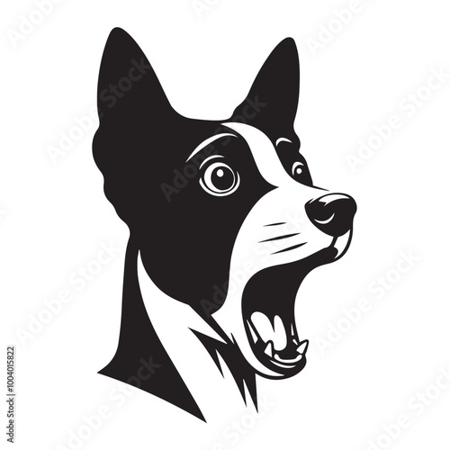 Basenji Dog Face Clipart Design - Dog Head Logo - Basenji Vector illustration in black and white

 photo