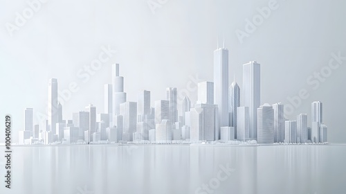 3d illustration of chicago city with white material. 