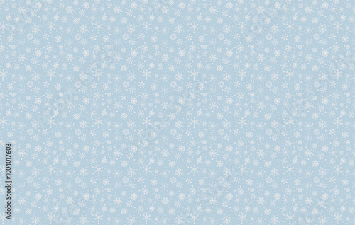 Falling Christmas snow seamless pattern background backdrop. Christmas winter design elements. White snowflakes. Snowfall texture simple vector illustration. Products, wrapping paper, fabric print. 