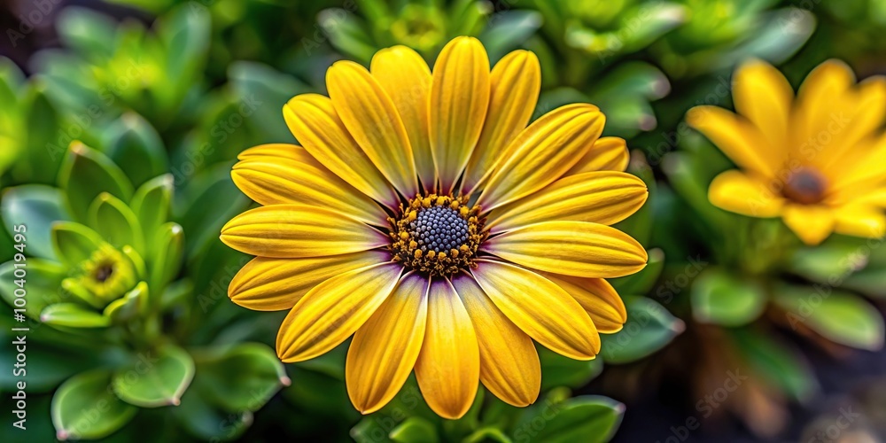 Yellow dimorphotheca ecklonis cape marguerite or african daisy from a bird's eye view Yellow dimorphotheca ecklonis cape marguerite or african daisy from a bird's eye view
