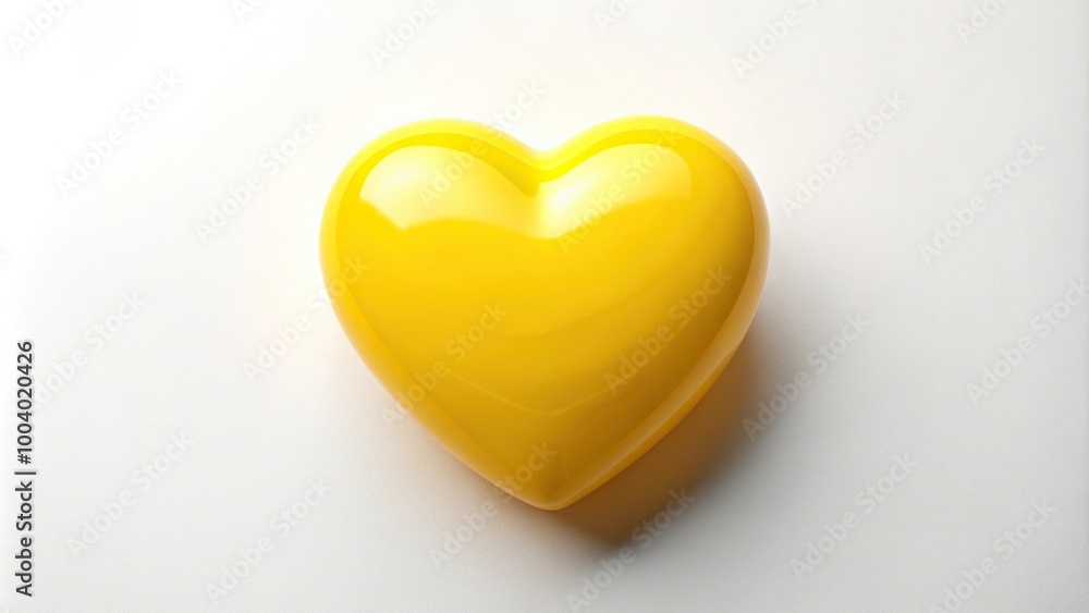 Yellow heart with a golden center on a white background viewed from below Yellow heart with a golden center on a white background viewed from below