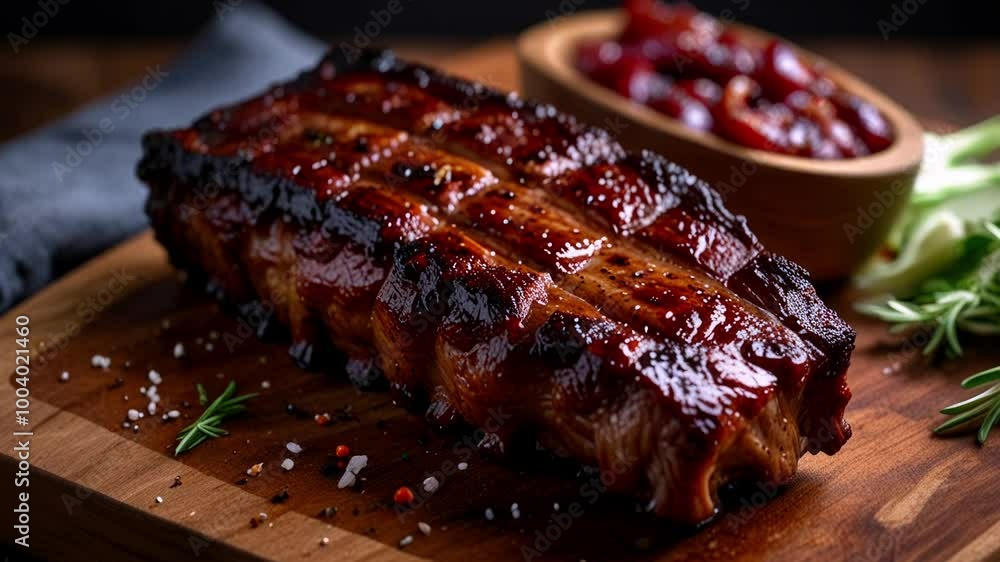 Grilled ribs on cutting board Grilled ribs on cutting board