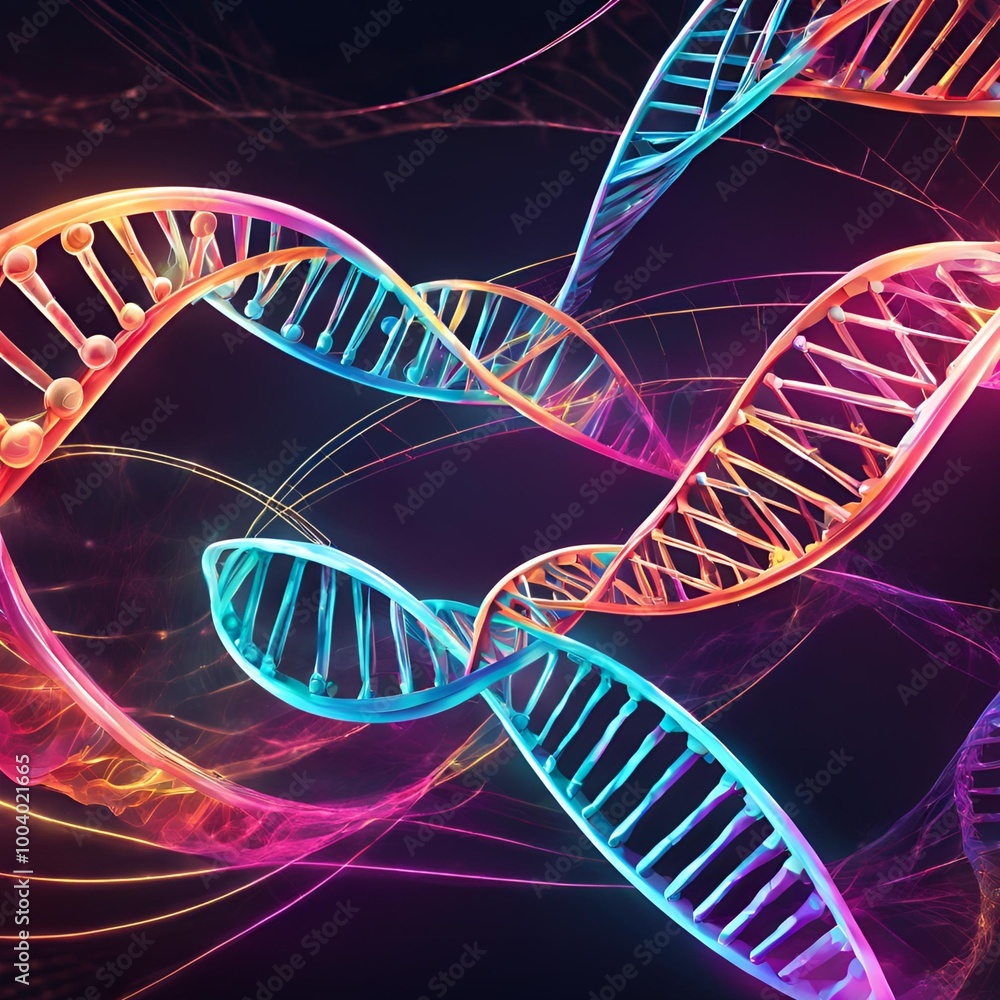 dna lines with abstract background - Generative AI dna lines with abstract background - Generative AI