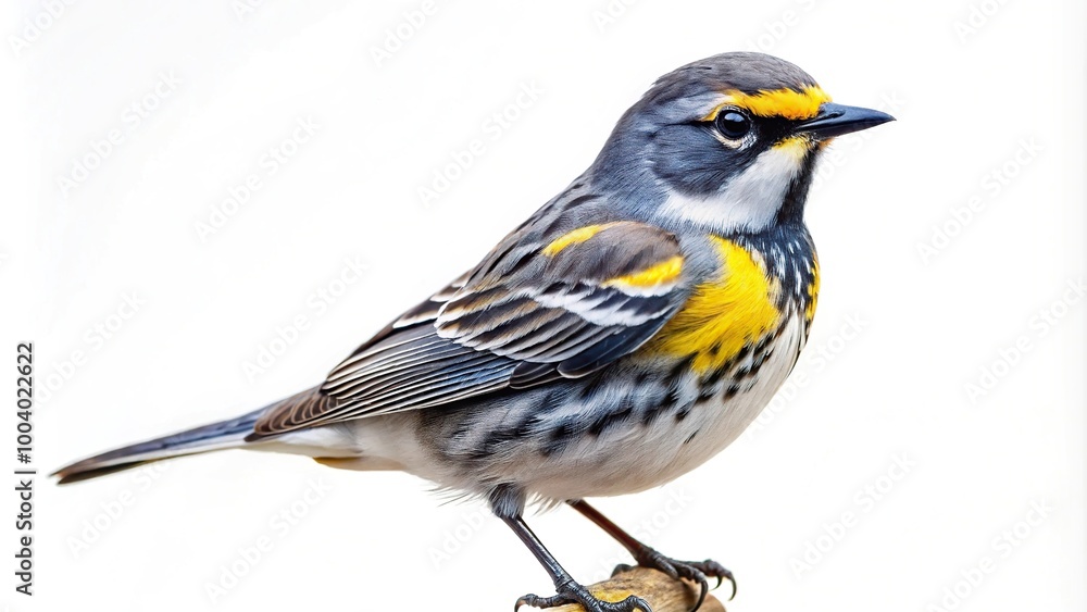 Yellow rumped warbler photographed on a white background Yellow rumped warbler photographed on a white background