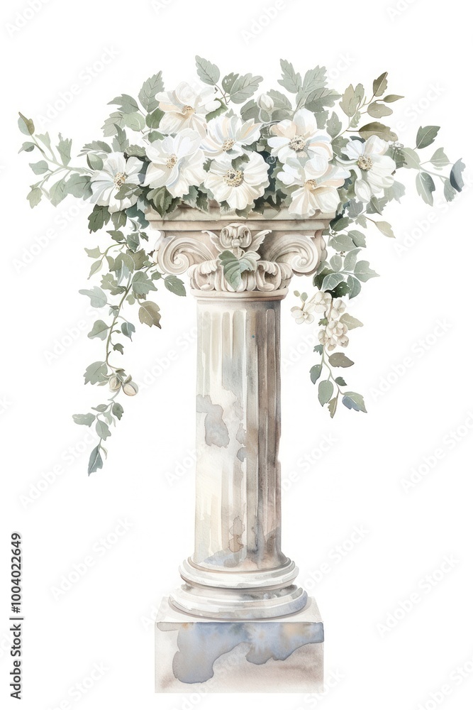 Naklejka premium Elegant floral column illustration