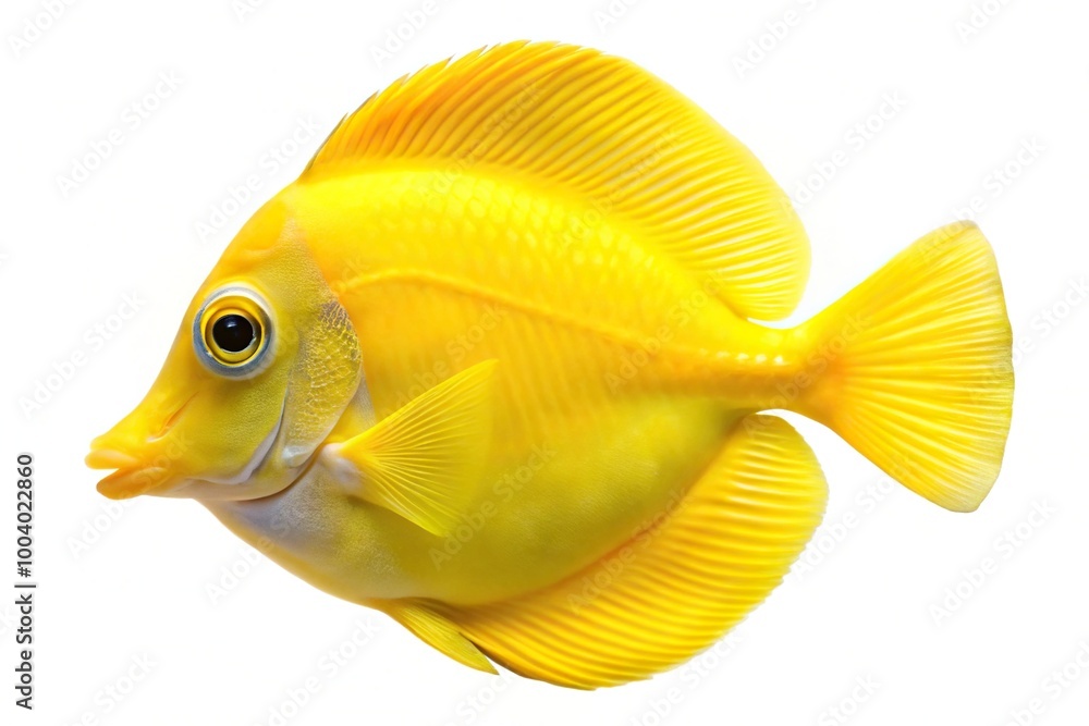 yellow tang fish isolated on white background