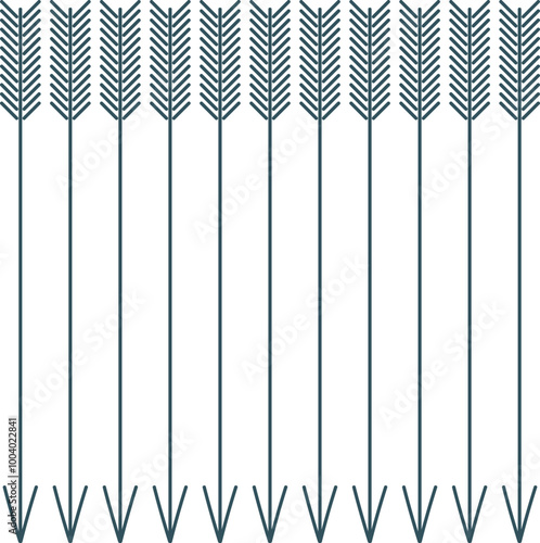 Long arrows with fletchings create a specific background.