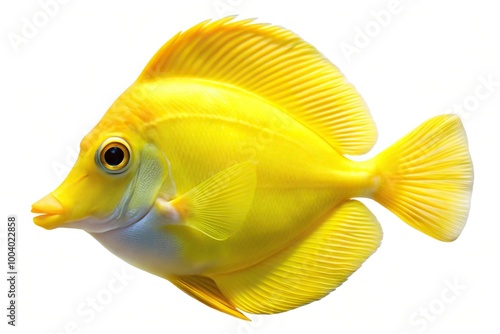 Yellow tang fish in focus with blurred background photo