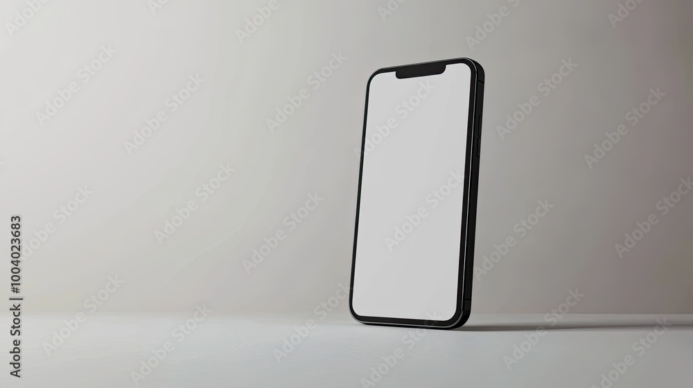 Smartphone with blank screen placed on background surface Smartphone with blank screen placed on background surface