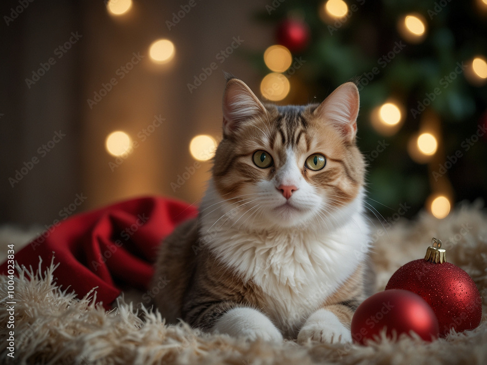 Cat and christmas tree Cat and christmas tree