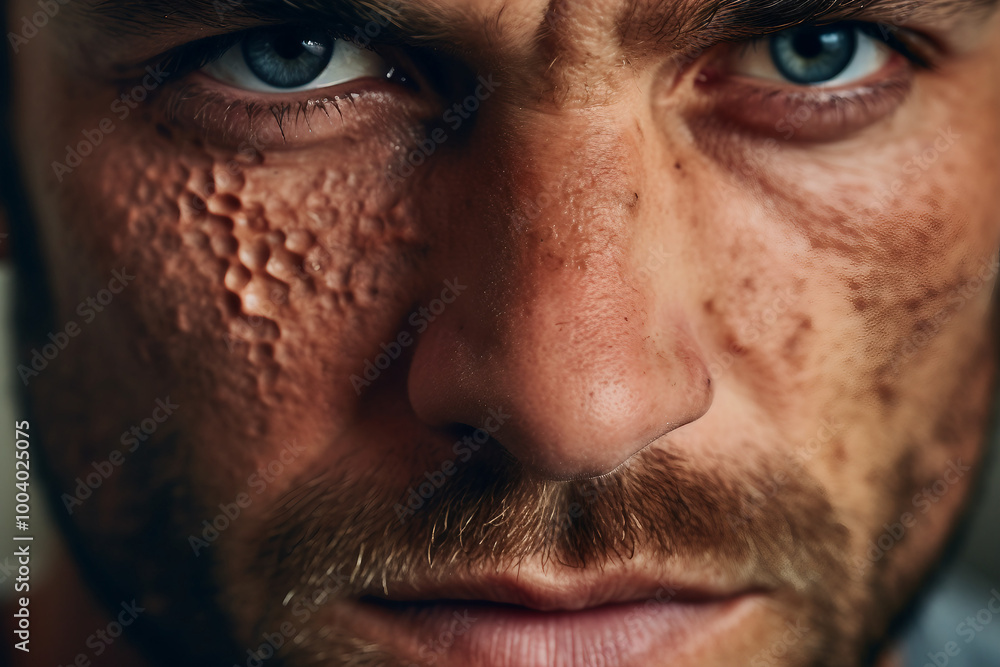 Fototapeta premium Close up portrait of a face with skin problem dermatology imperfections generative AI