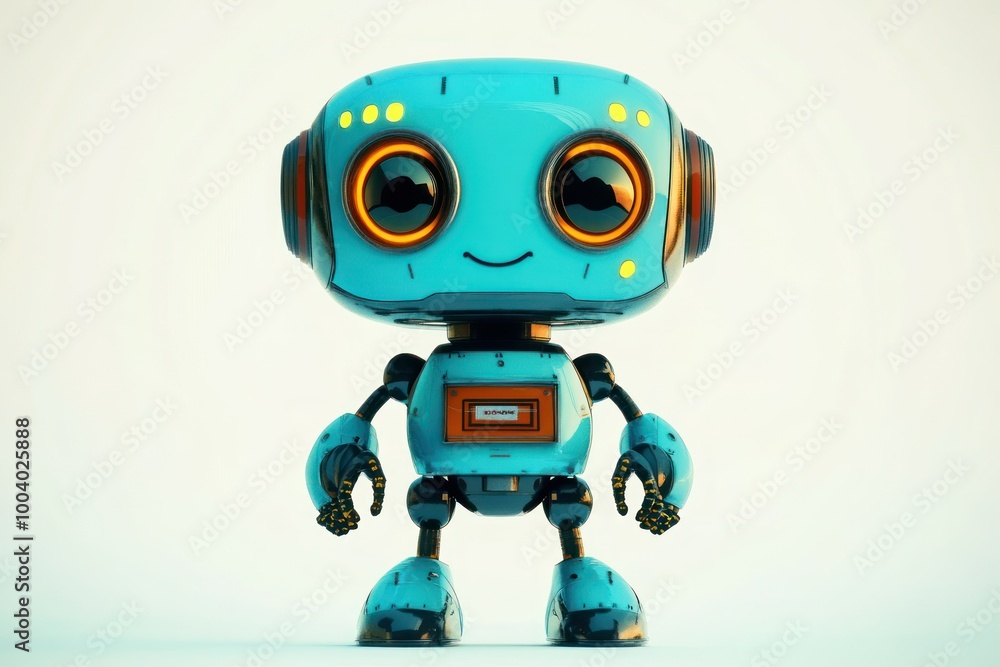 Adorable Cartoon Robot Character for Playful Themes Adorable Cartoon Robot Character for Playful Themes