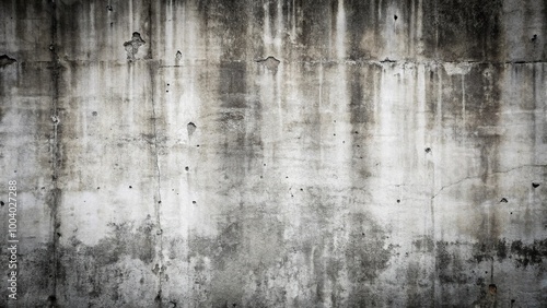 Wide-angle abstract distressed background texture of worn out concrete wall in black and white photo