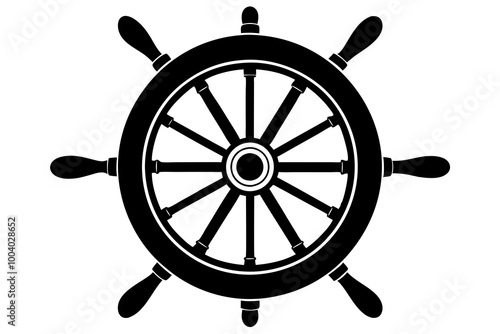 Ship's Wheel Silhouette Featuring a Classic Design with Intricate Details