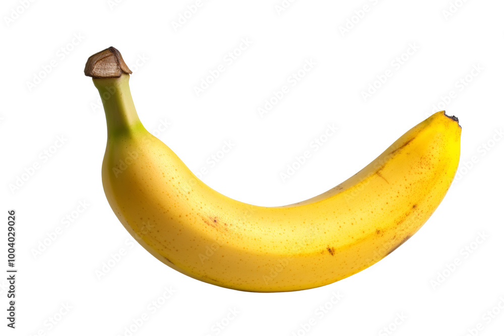 Vibrant ripe banana with a slight curve ,Isolated on transparent background Vibrant ripe banana with a slight curve ,Isolated on transparent background