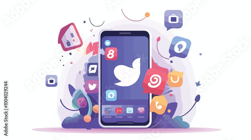 Social Media Mobile Icon Cartoon Vector Illustration