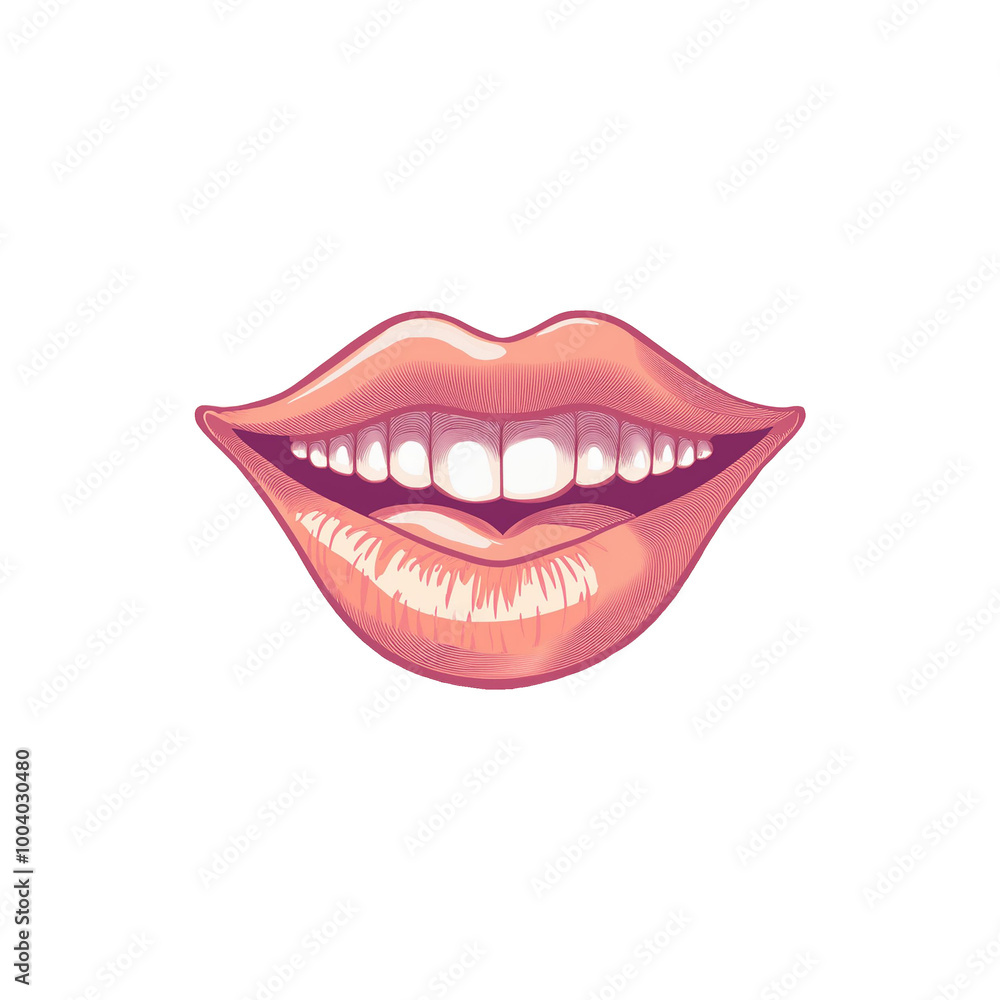 Laughing open female lips illustration, AI generated Laughing open female lips illustration, AI generated