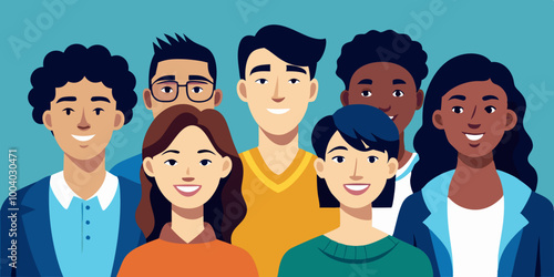 Company of modern happy teenagers friends. A group of school or college students. Portrait of young people, guys and girls
