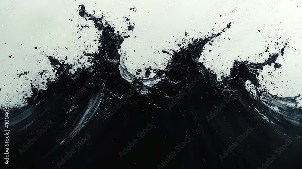 a dramatic black and white composition featuring bold splatter designs that create explosive contrast emphasizing movement and dynamic energy in an abstract style a dramatic black and white composition featuring bold splatter designs that create explosive contrast emphasizing movement and dynamic energy in an abstract style