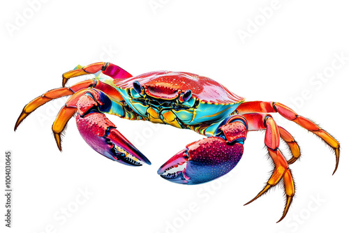 Vibrant crab artwork with abstract designs ,Isolated on transparent background photo