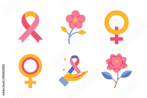 Breast Cancer Awareness Icon Set