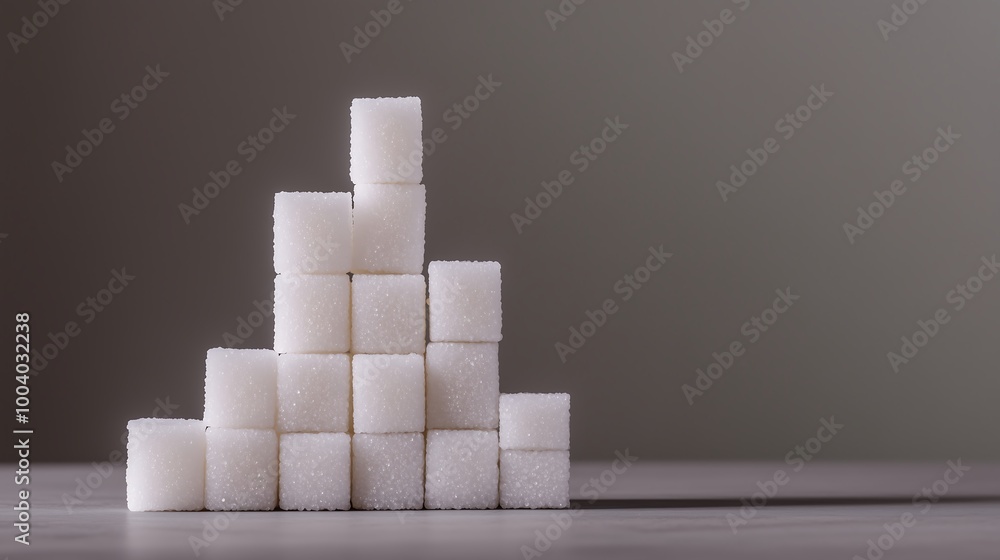 Sugar cubes arranged in a graph-like formation, creating a visually appealing representation of data. The cubes are stacked in varying heights to represent different values. Sugar cubes arranged in a graph-like formation, creating a visually appealing representation of data. The cubes are stacked in varying heights to represent different values.