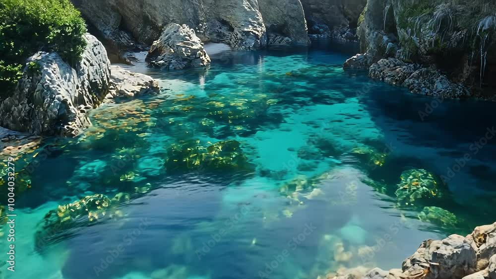 Clear Turquoise Lagoon Surrounded by Rocks Clear Turquoise Lagoon Surrounded by Rocks