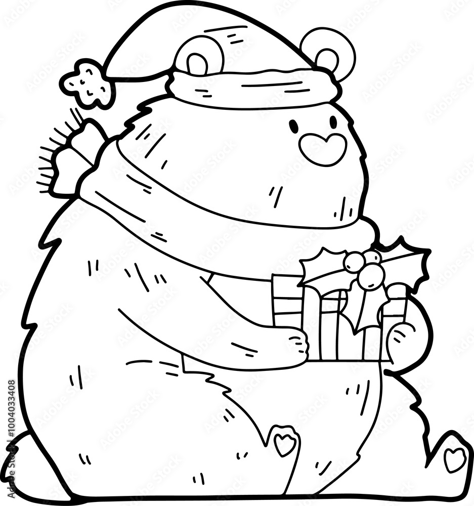 Christmas, cute bear and deer hand drawn illustration, Christmas and New Year greeting card elements Christmas, cute bear and deer hand drawn illustration, Christmas and New Year greeting card elements
