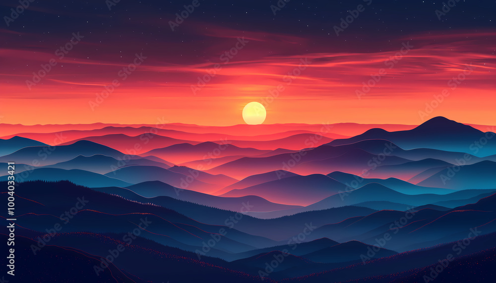 Fototapeta premium sunset over mountains