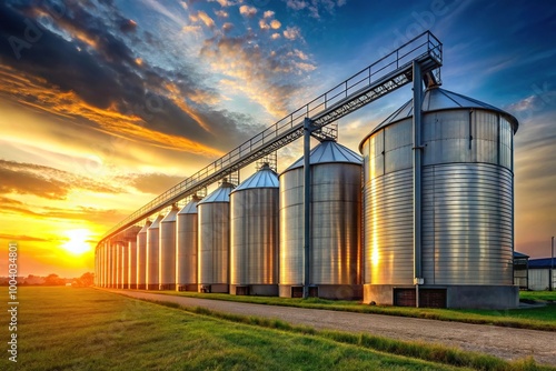 Wide-angle metal structures for storing agricultural products during sunset backlight