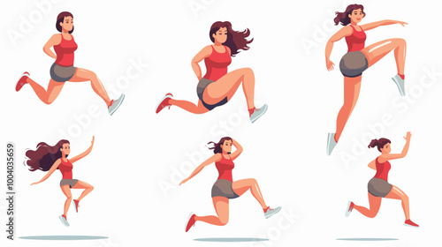 Cartoon Woman Training Exercise Fitness Sport Vector Illustration